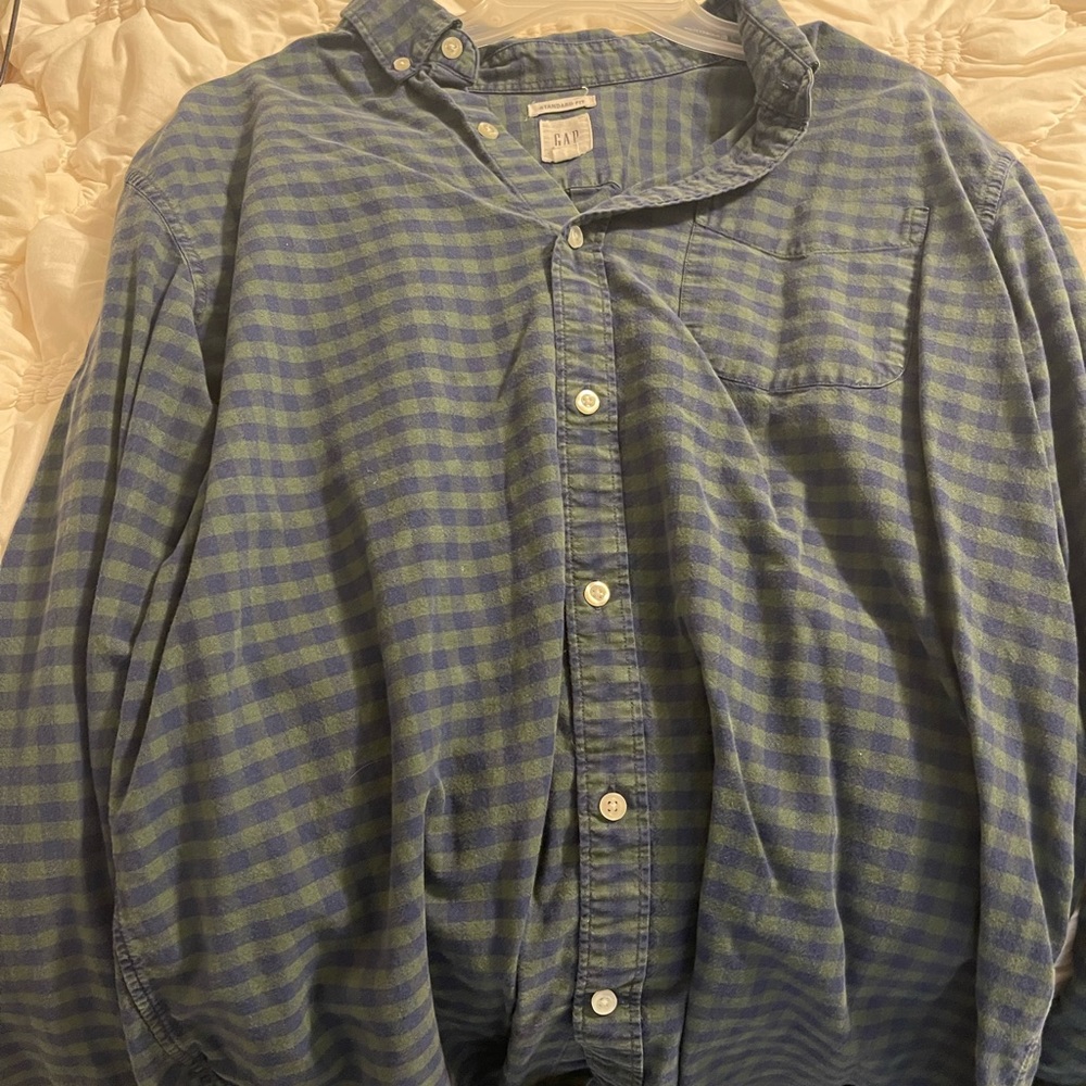 Gap Men’s Standard Fit XL Plaid Blue Green
